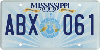 MS license plate ABX061