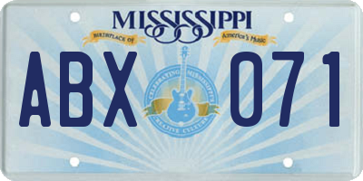 MS license plate ABX071