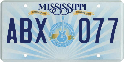MS license plate ABX077