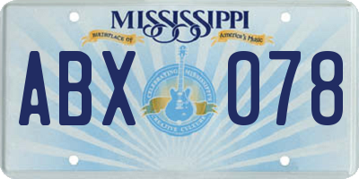 MS license plate ABX078