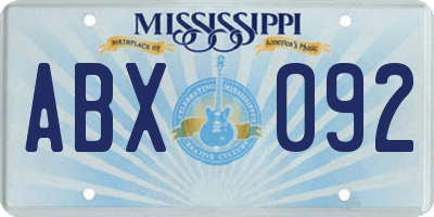 MS license plate ABX092