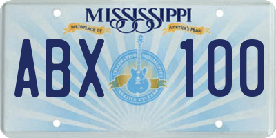 MS license plate ABX100