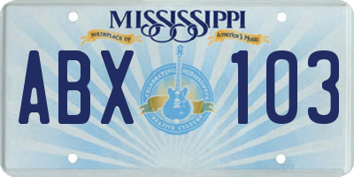 MS license plate ABX103