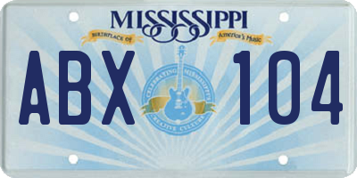 MS license plate ABX104