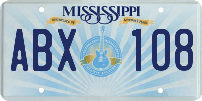MS license plate ABX108