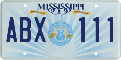 MS license plate ABX111