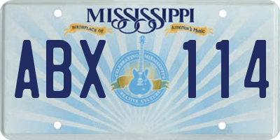 MS license plate ABX114