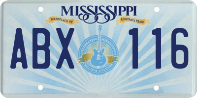 MS license plate ABX116