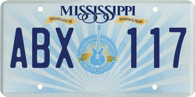 MS license plate ABX117