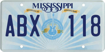 MS license plate ABX118