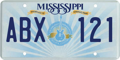 MS license plate ABX121