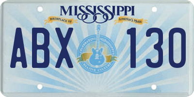 MS license plate ABX130
