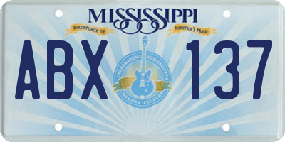 MS license plate ABX137