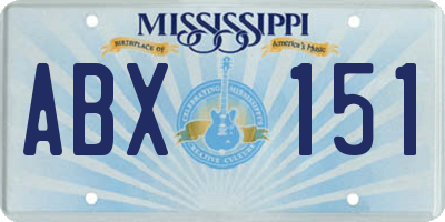 MS license plate ABX151