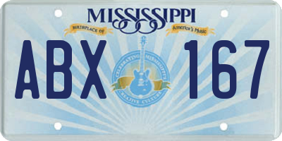 MS license plate ABX167