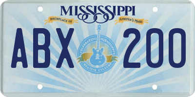 MS license plate ABX200