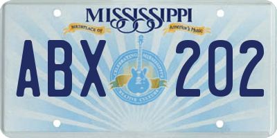 MS license plate ABX202