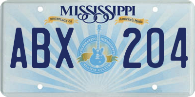 MS license plate ABX204