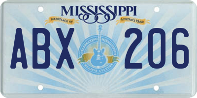 MS license plate ABX206