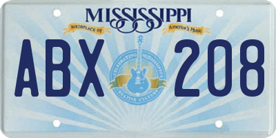 MS license plate ABX208