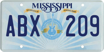 MS license plate ABX209