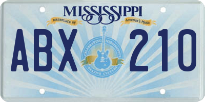 MS license plate ABX210