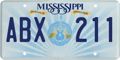 MS license plate ABX211