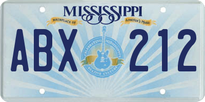MS license plate ABX212