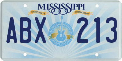 MS license plate ABX213
