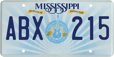MS license plate ABX215