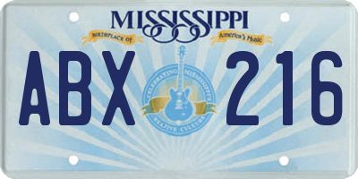 MS license plate ABX216