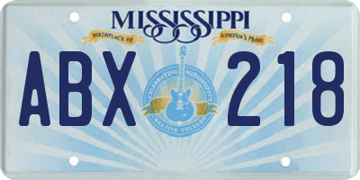 MS license plate ABX218