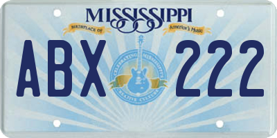 MS license plate ABX222