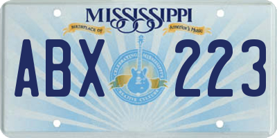 MS license plate ABX223