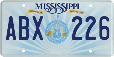 MS license plate ABX226