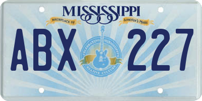 MS license plate ABX227