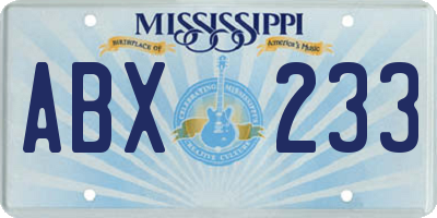 MS license plate ABX233