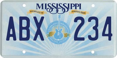 MS license plate ABX234