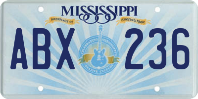 MS license plate ABX236