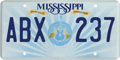 MS license plate ABX237