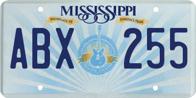 MS license plate ABX255