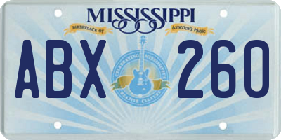 MS license plate ABX260