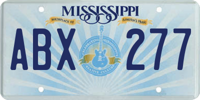 MS license plate ABX277