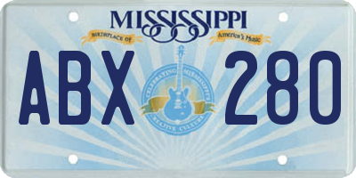 MS license plate ABX280