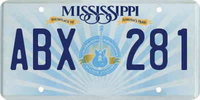 MS license plate ABX281