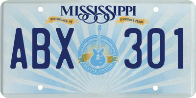 MS license plate ABX301