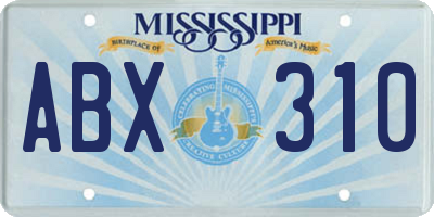 MS license plate ABX310