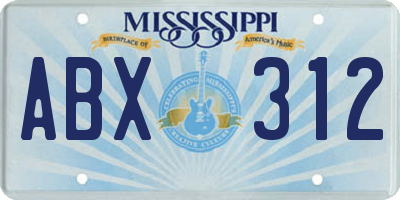 MS license plate ABX312