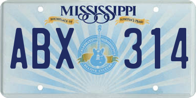 MS license plate ABX314