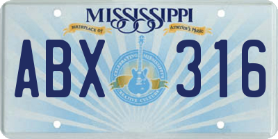 MS license plate ABX316